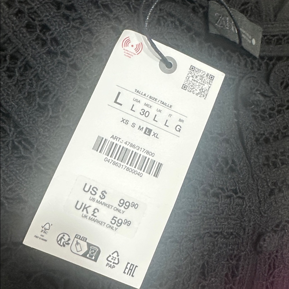 Zara limited edition Black Crochet Lace Blouse - Picture 7 of 7